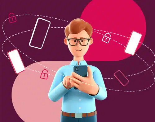 Phandy holding phone displaying unlocked sim plan